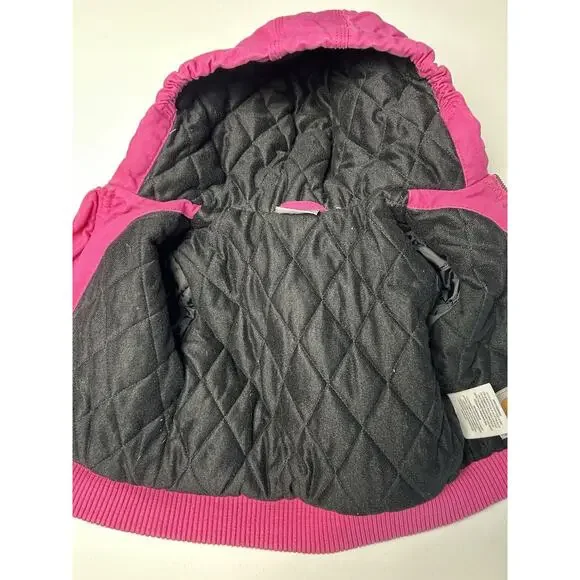Carhartt 12 Months Baby Girl's Sherpa-Lined + Quilted Hooded Canvas Zip Jacket - Picture 5 of 10